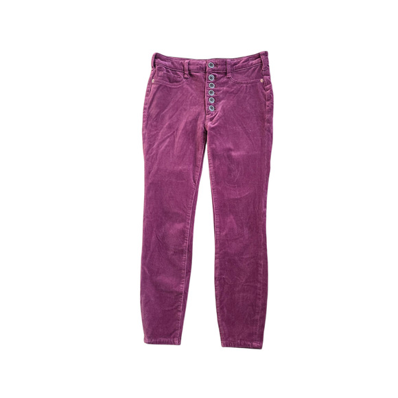 Pilcro Pants Womens 27 Purple Corduroy High Rise Skinny Anthropologie Button Fly - Picture 1 of 13
